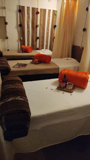 Spa details with hot stones and essential oils